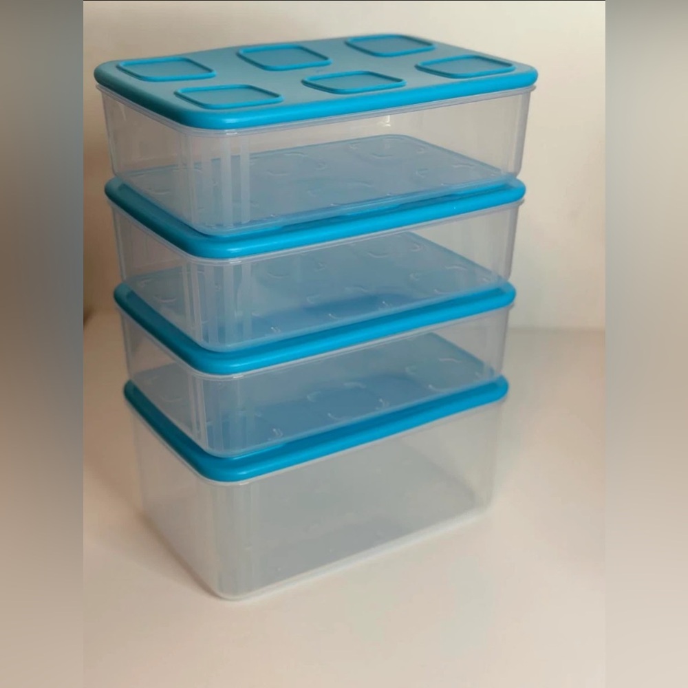 Tupperware Rectangular Clear Mates Set of (1)2.5L & (3)1.6L